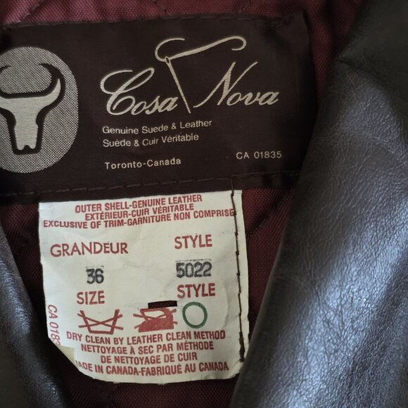 Vtg Cosa Nova Leather Trench Coat Men 36 Brown Belt Canada Quilted Remove Lining - Picture 11 of 16